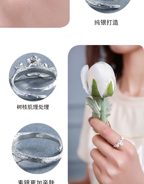 Sterling Silver Open Ring Floral 925 FashionChic