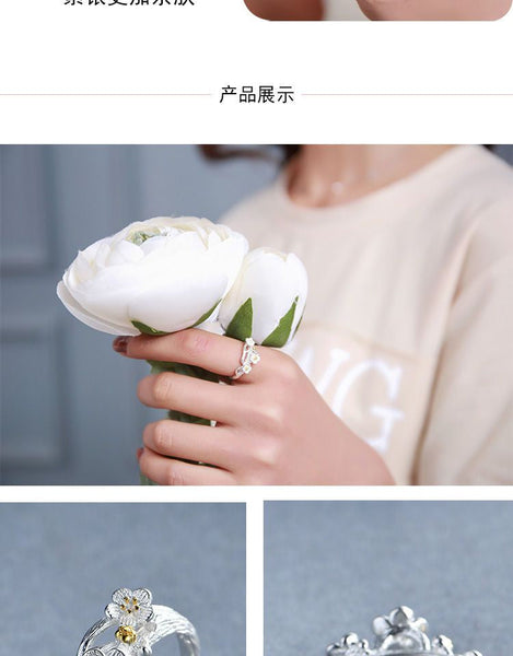 Sterling Silver Open Ring Floral 925 FashionChic