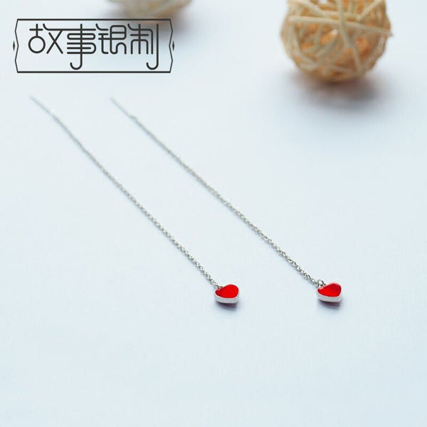 925 Silver Earring Drop Heart Sterling FashionChic