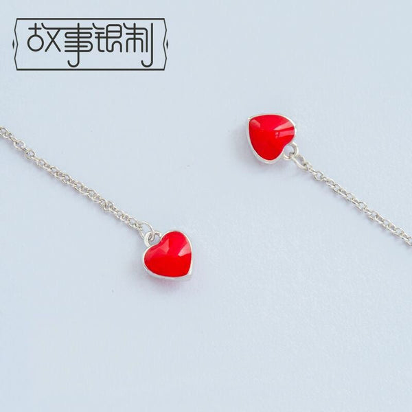 925 Silver Earring Drop Heart Sterling FashionChic