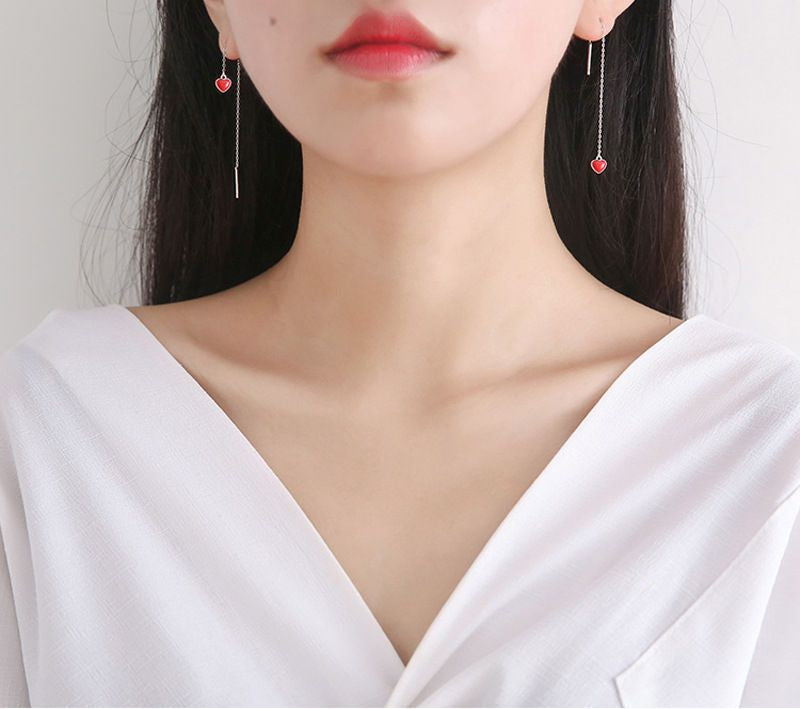 925 Silver Earring Drop Heart Sterling FashionChic