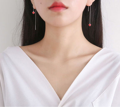 925 Silver Earring Drop Heart Sterling FashionChic