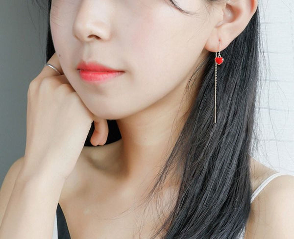 925 Silver Earring Drop Heart Sterling FashionChic