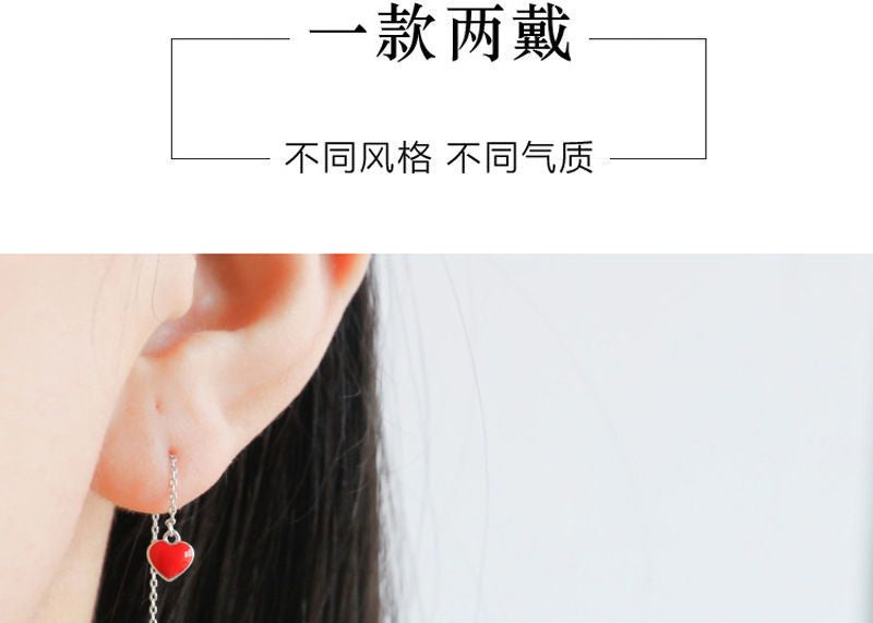 925 Silver Earring Drop Heart Sterling FashionChic