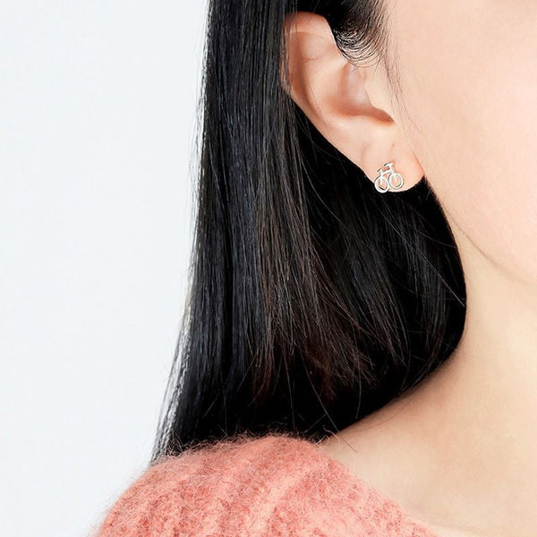 Sterling Bicycle Earring 925 Silver FashionChic