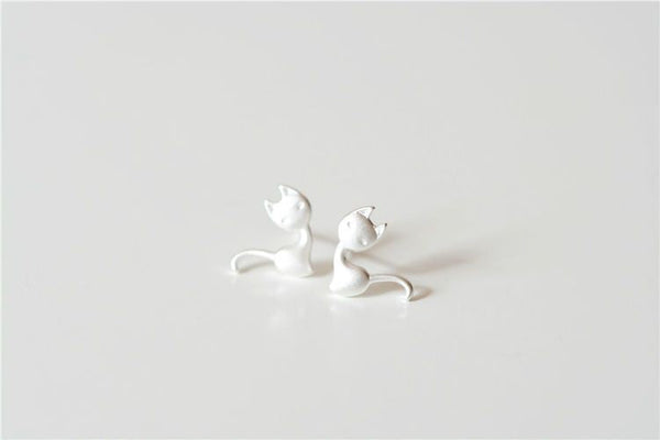 Earring Silver Cat 925 Sterling FashionChic