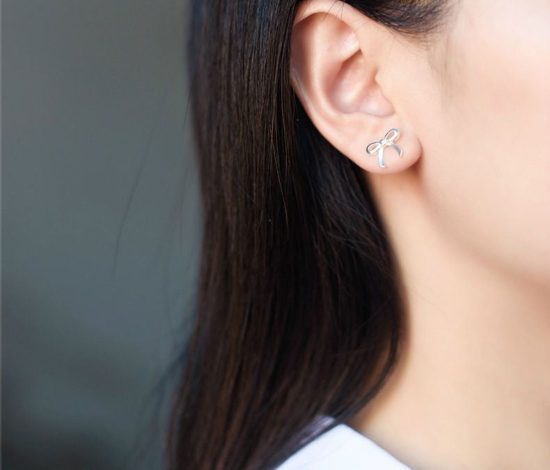 Silver Sterling Earring Bow 925 FashionChic