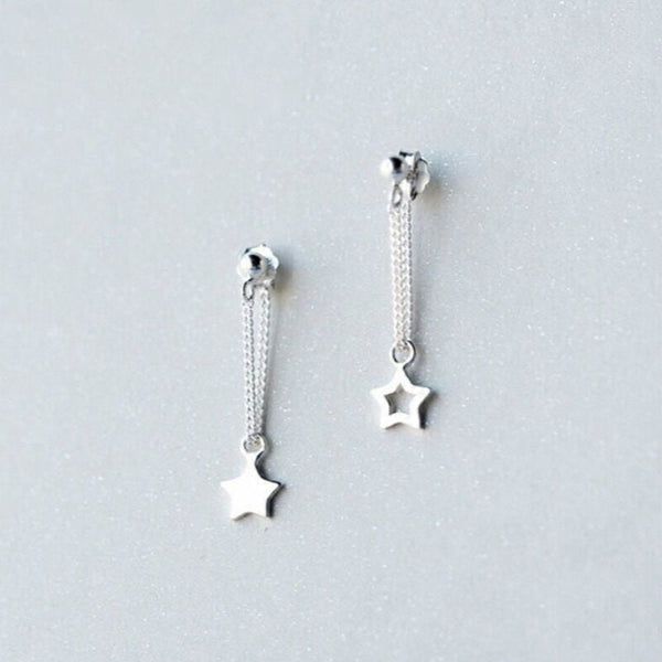 Silver Star Sterling 925 Asymmetrical Earring Drop FashionChic