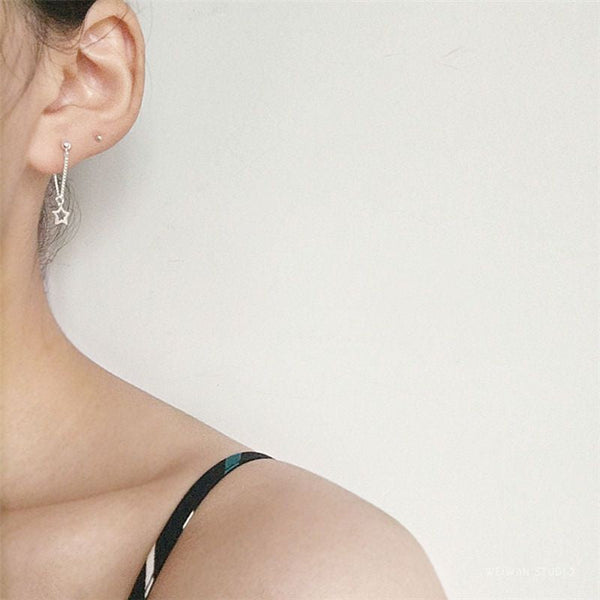 Silver Star Sterling 925 Asymmetrical Earring Drop FashionChic