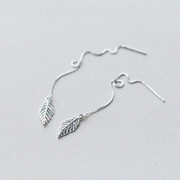 Drop 925 Sterling Earring Leaf Silver FashionChic