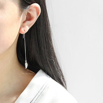 Drop 925 Sterling Earring Leaf Silver FashionChic