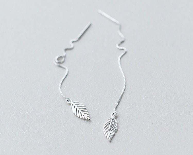 Drop 925 Sterling Earring Leaf Silver FashionChic