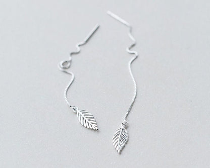 Drop 925 Sterling Earring Leaf Silver FashionChic