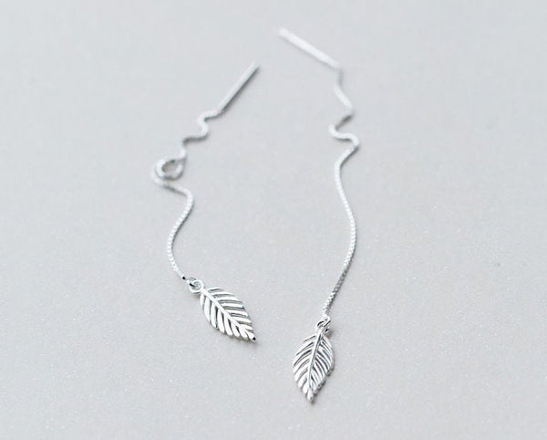 Drop 925 Sterling Earring Leaf Silver FashionChic