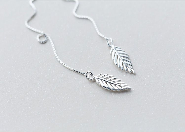Drop 925 Sterling Earring Leaf Silver FashionChic