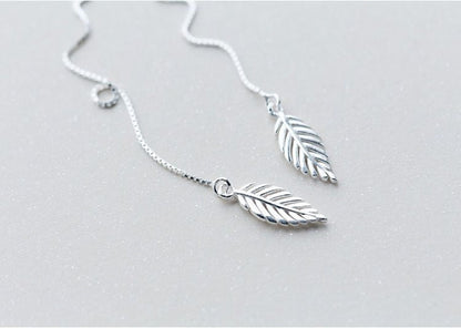 Drop 925 Sterling Earring Leaf Silver FashionChic