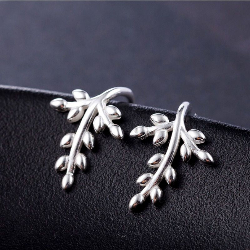 Sterling Silver 925 Earring Leaf FashionChic