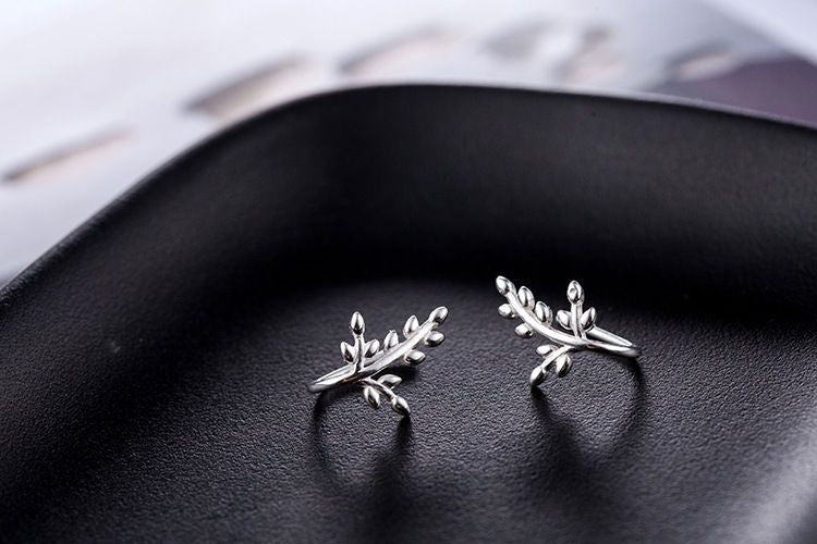 Sterling Silver 925 Earring Leaf FashionChic