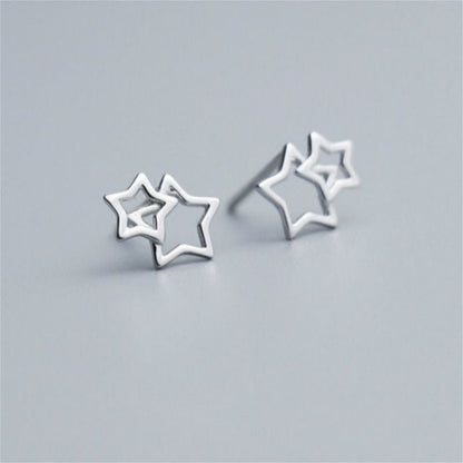 Star Double Sterling Silver Earring 925 FashionChic