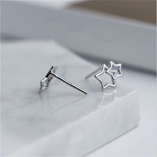 Star Double Sterling Silver Earring 925 FashionChic