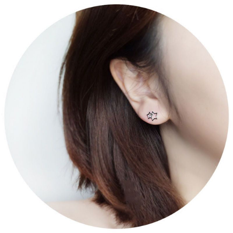 Star Double Sterling Silver Earring 925 FashionChic
