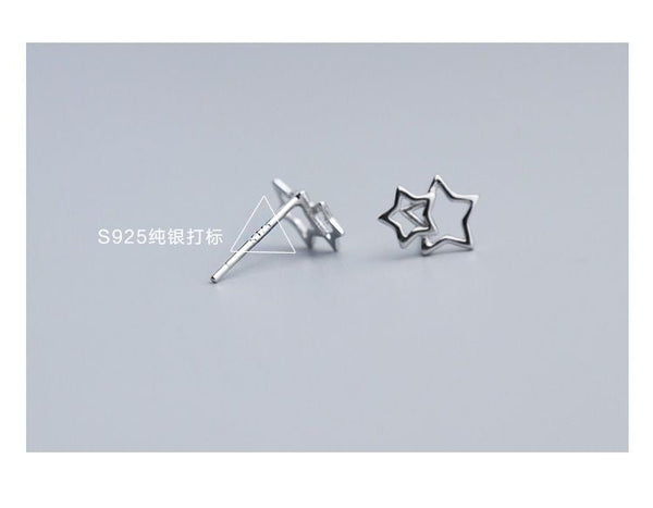 Star Double Sterling Silver Earring 925 FashionChic