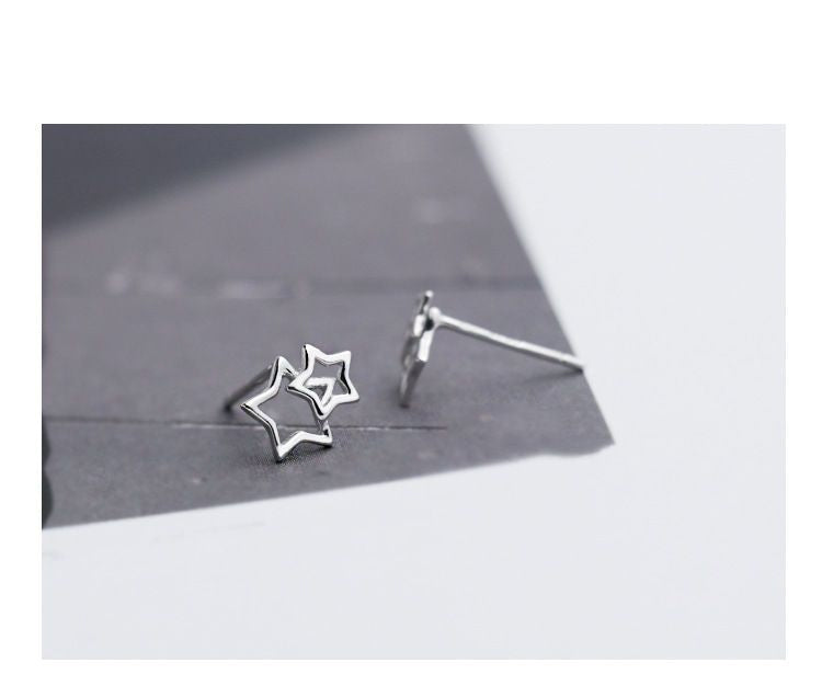 Star Double Sterling Silver Earring 925 FashionChic