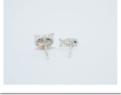 925 Earring Silver Sterling Fish and Non-matching Cat FashionChic