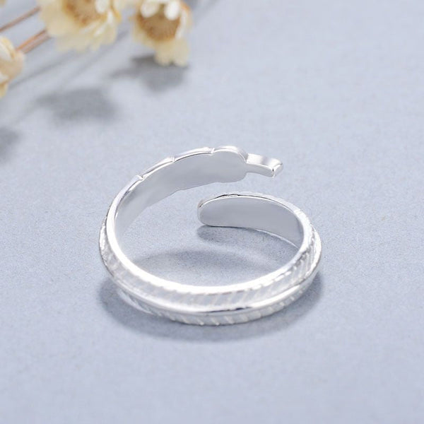Open Feather Ring 925 Sterling Silver FashionChic