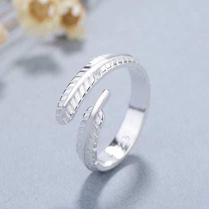 Open Feather Ring 925 Sterling Silver FashionChic