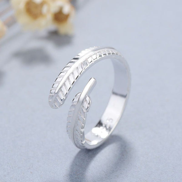 Open Feather Ring 925 Sterling Silver FashionChic