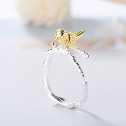 Sterling Ring Silver Plated Gold Open 925 Bird FashionChic