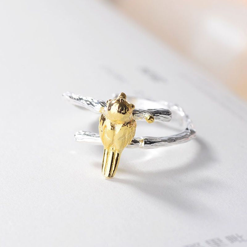 Sterling Ring Silver Plated Gold Open 925 Bird FashionChic