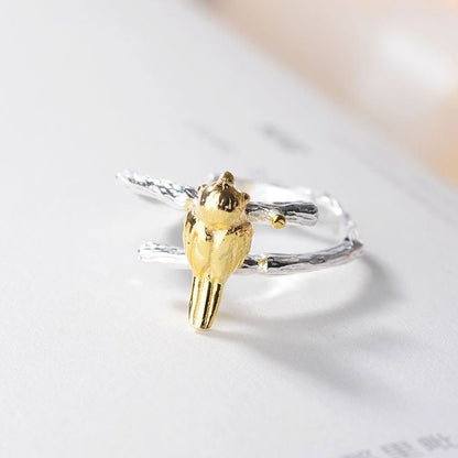 Sterling Ring Silver Plated Gold Open 925 Bird FashionChic
