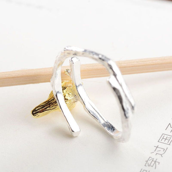 Sterling Ring Silver Plated Gold Open 925 Bird FashionChic