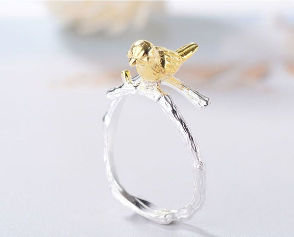 Sterling Ring Silver Plated Gold Open 925 Bird FashionChic