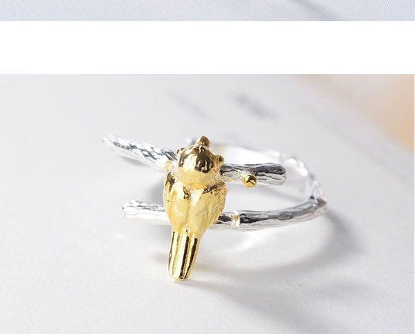 Sterling Ring Silver Plated Gold Open 925 Bird FashionChic