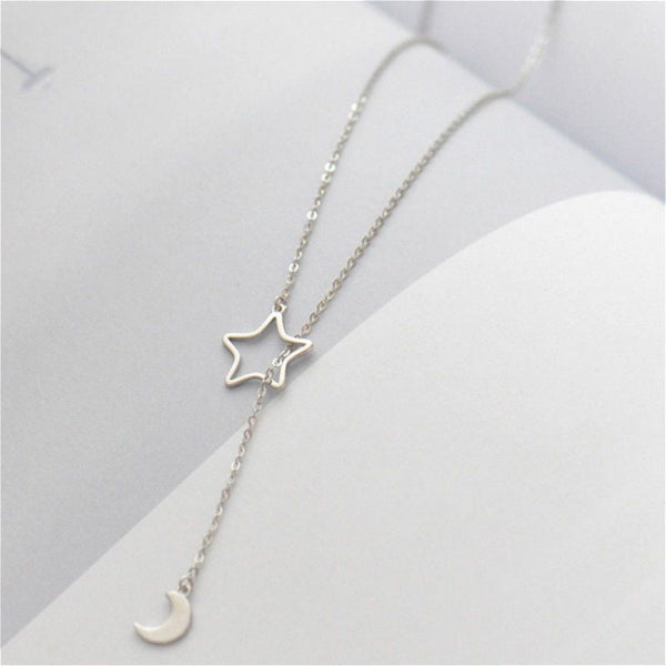 Pendant Necklace Moon and Silver Sterling Star 925 FashionChic