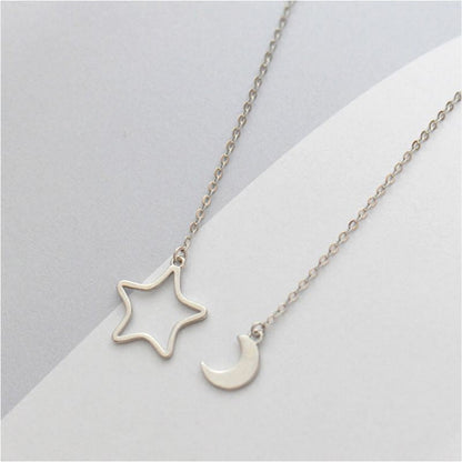 Pendant Necklace Moon and Silver Sterling Star 925 FashionChic