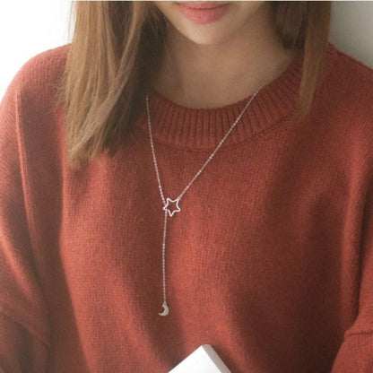 Pendant Necklace Moon and Silver Sterling Star 925 FashionChic