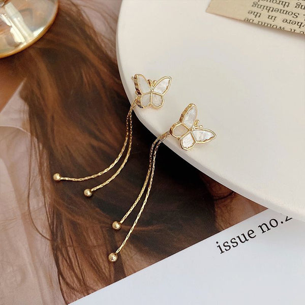 Fringed Alloy Butterfly Earring FashionChic