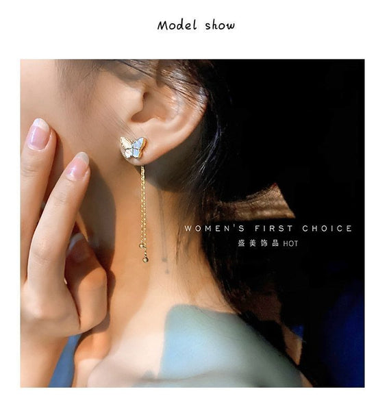 Fringed Alloy Butterfly Earring FashionChic