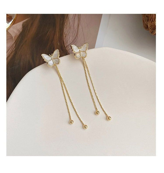 Fringed Alloy Butterfly Earring FashionChic