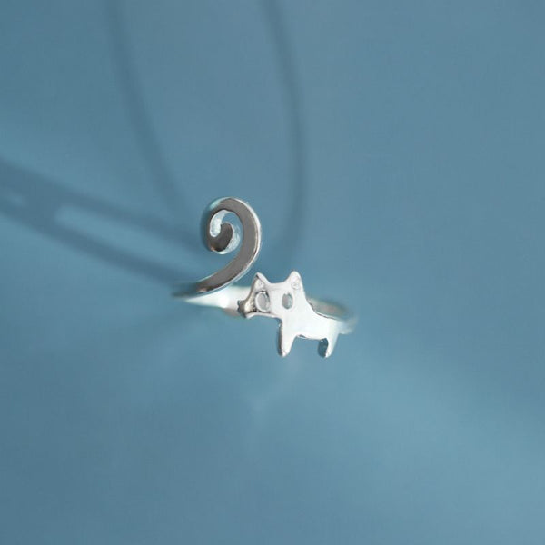 Cat Silver Ring Sterling Open FashionChic