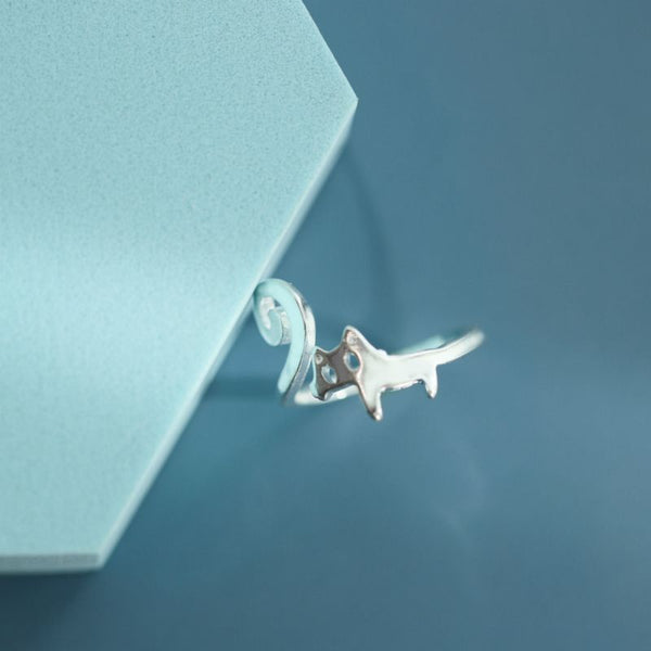 Cat Silver Ring Sterling Open FashionChic
