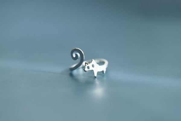Cat Silver Ring Sterling Open FashionChic