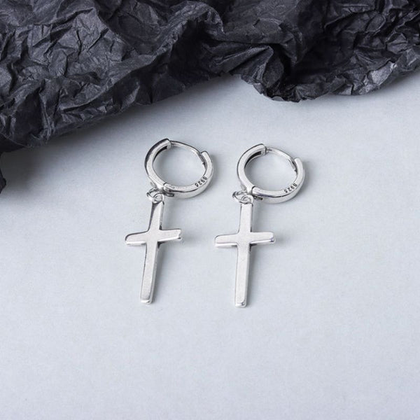 Dangle Silver Earring Cross Sterling FashionChic