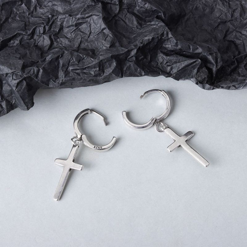 Dangle Silver Earring Cross Sterling FashionChic