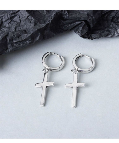 Dangle Silver Earring Cross Sterling FashionChic