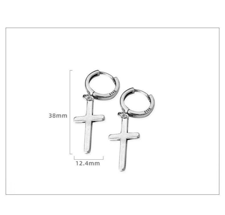 Dangle Silver Earring Cross Sterling FashionChic